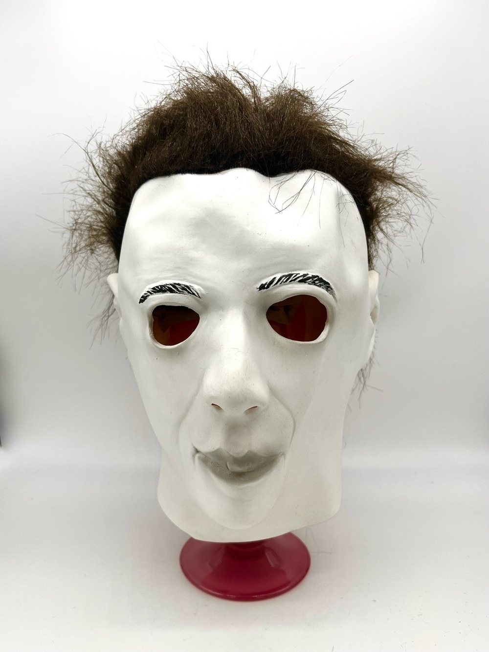 Michael Myers White Latex Halloween Mask w Brown Hair